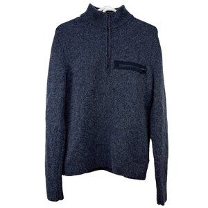 Abercrombie & Fitch 1892 Collection Wool Quarter Zip Blue Mock Neck Sweater Sz M